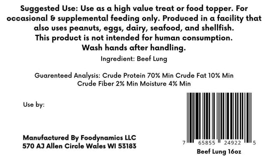 Beef Lung Freeze-Dried